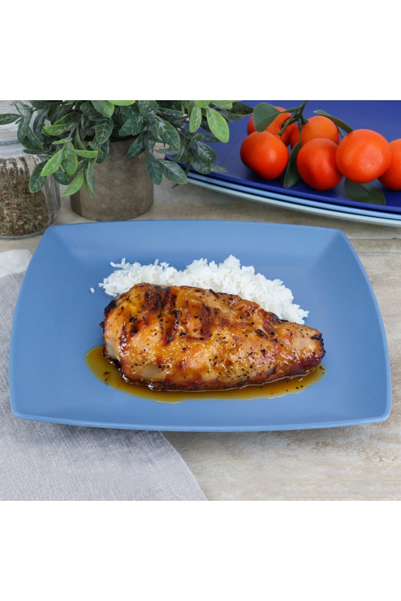 4 Piece 10.5 Inch Square Melamine Dinner Plate Set, Alternate, color, Blue