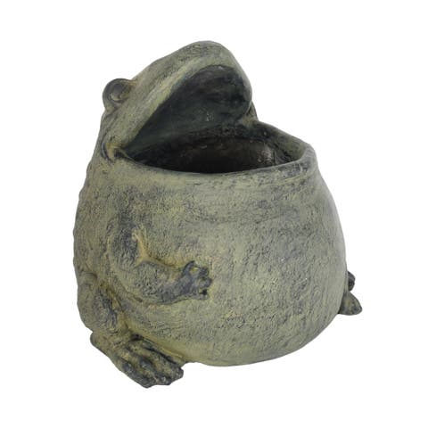 Big Mouth Frog Figurine Green Resin Decorative Accent for Spring Home Decor Perfect Gift for Nature Lovers