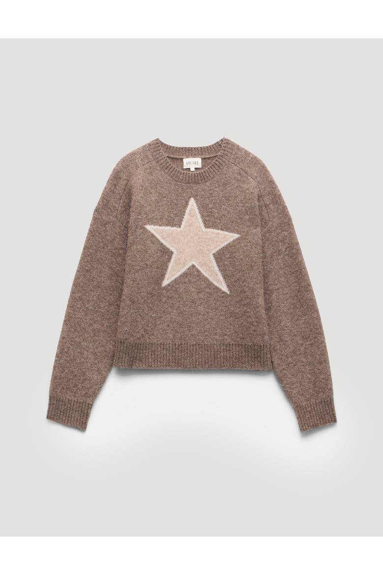 Wool Blend Star Jacquard Sweater, Alternate, color, Antler Brown