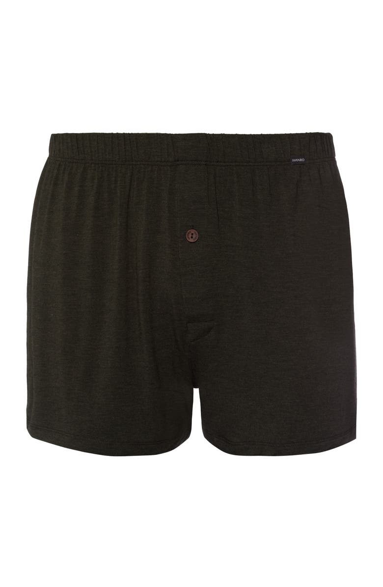Hanro Casuals Single Jersey Boxers With Button Fly, Main, color, Earthy Ink Melange
