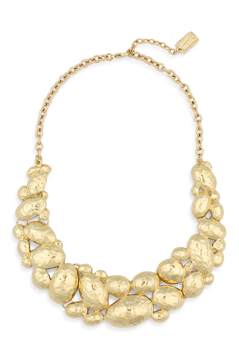 Hammered Cobblestone Statement Necklace, Main, color, GOLD