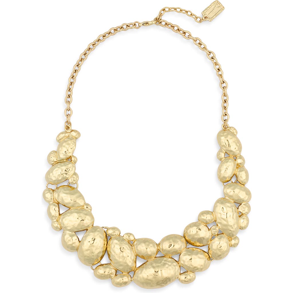 Karine Sultan Hammered Cobblestone Statement Necklace In Gold