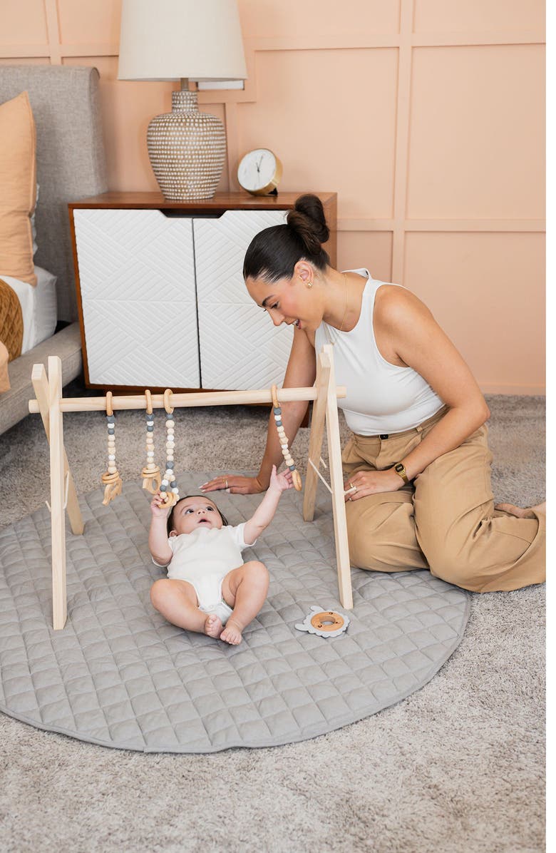 Poppyseed Play Round Linen Play Mat, Alternate, color, Gray