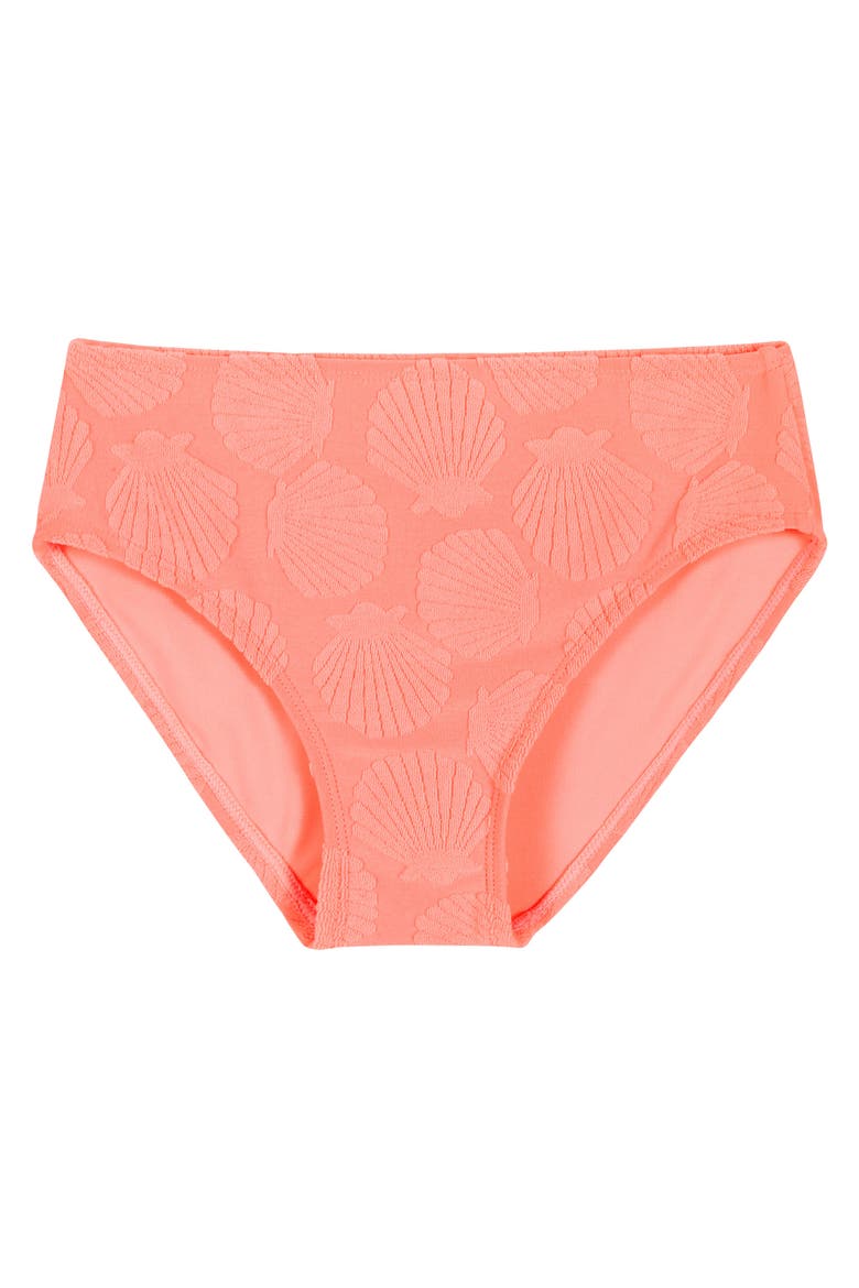 Kids' Jacquard Terry Two-Piece Swimsuit & Cover-Up Shorts Set, Alternate, color, ORANGE CORAL