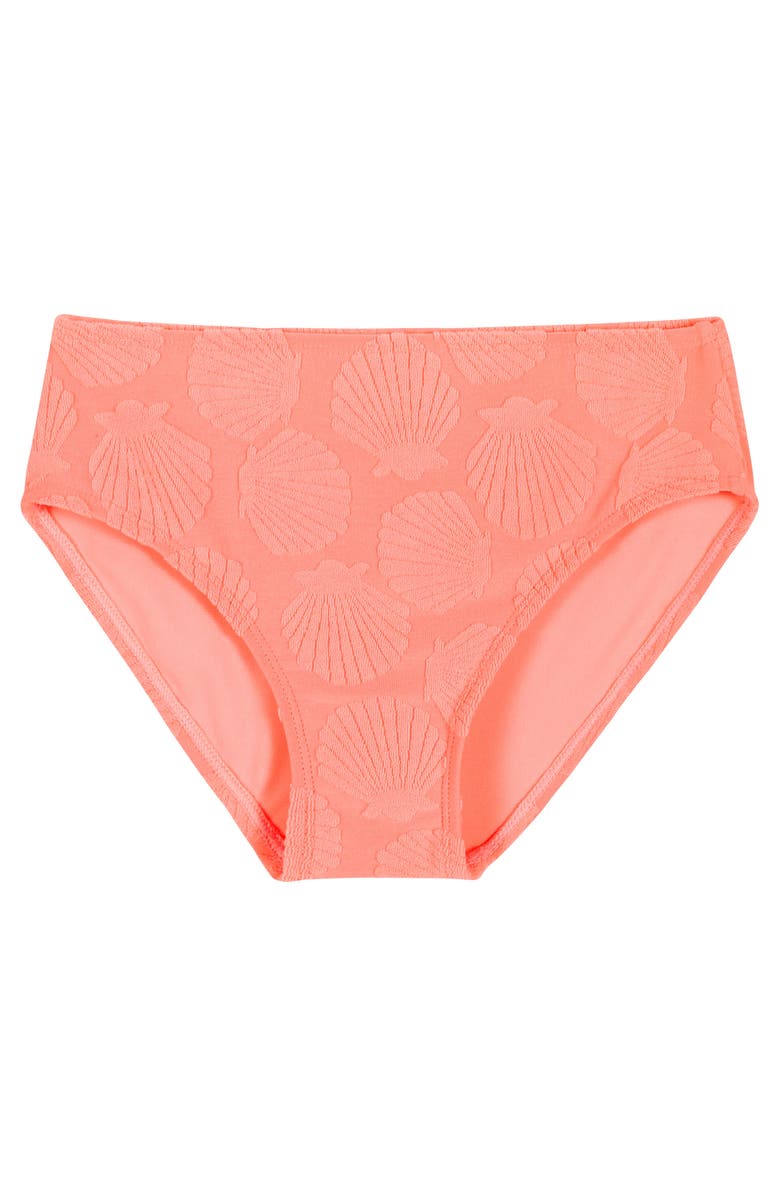 Andy & Evan Kids' Jacquard Terry Two-Piece Swimsuit & Cover-Up Shorts Set, Alternate, color, Orange Coral