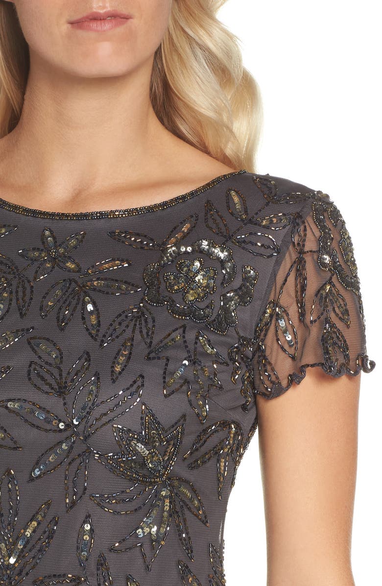 Pisarro Nights Floral Beaded Shift Dress, Alternate, color, 