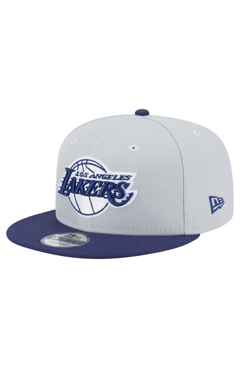 New Era Men's New Era  Gray/Navy Los Angeles Lakers Color Pack Two-Tone 9FIFTY Snapback Hat, Main, color, 