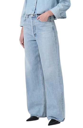 Agolde Dame High Waist Wide Leg Jeans In Blue