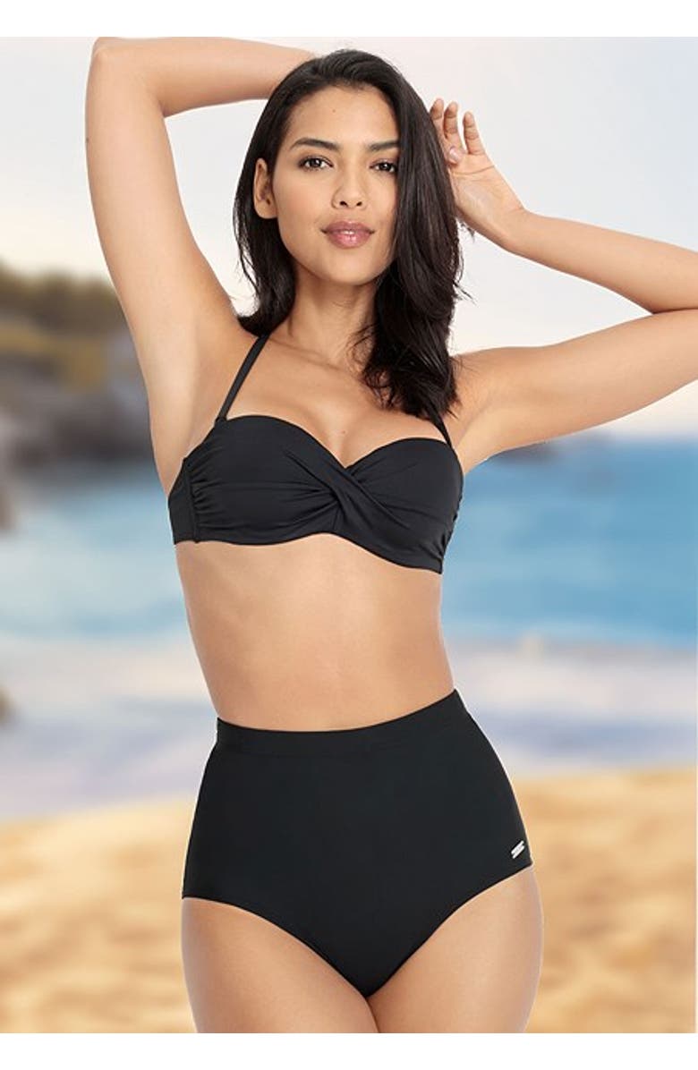 LASCANA Women's Shaping High Waisted Bikini Bottom, Alternate, color, Black