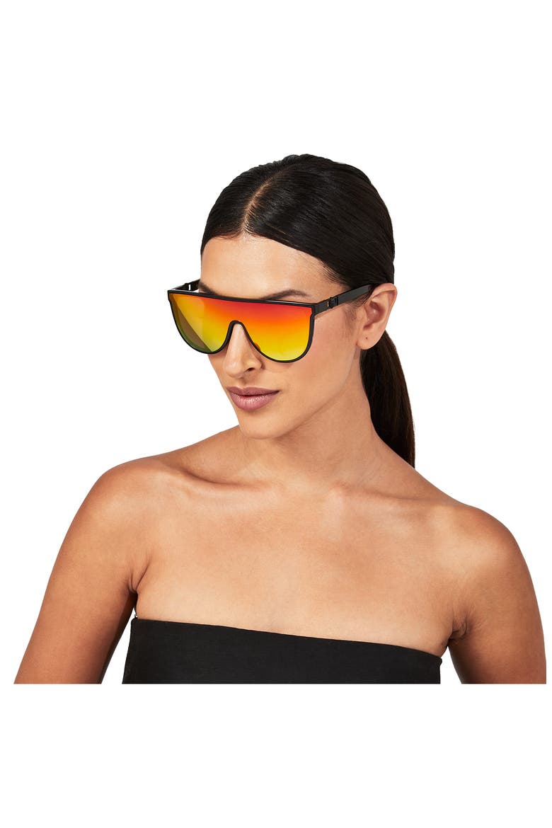 Regent 99mm Oversize Shield Sunglasses, Alternate, color, BLACK/ RAINBOW