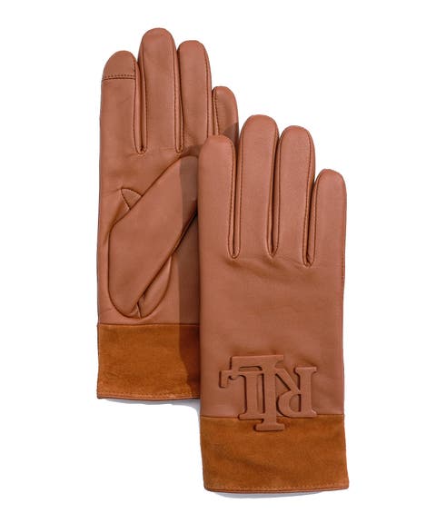 raised logo leather touch glove