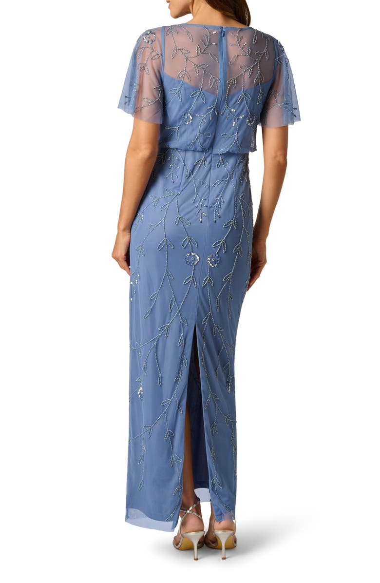 Adrianna Papell Beaded Mesh Blouson Gown, Alternate, color,