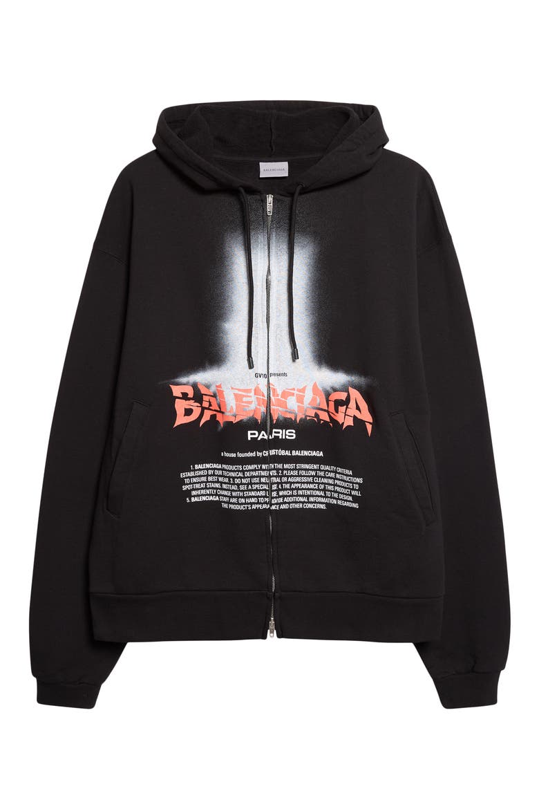 Oversize The Door Zip Hoodie, Alternate, color, 1000 BLACK