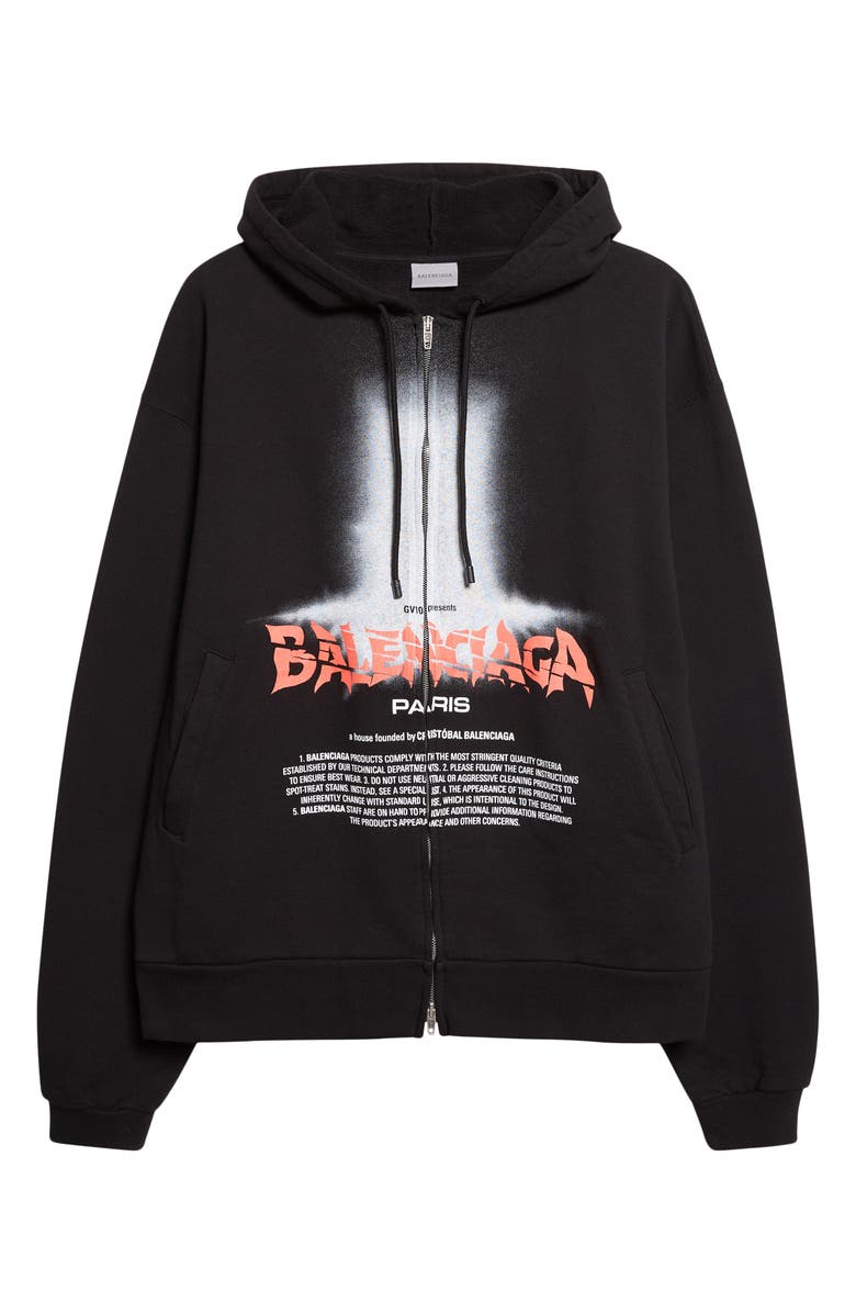 Balenciaga Oversize The Door Zip Hoodie, Main, color, 1000 Black