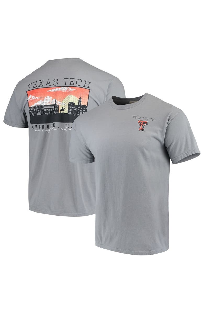 IMAGE ONE Men's Gray Texas Tech Red Raiders Team Comfort Colors Campus Scenery T-Shirt, Main, color, 