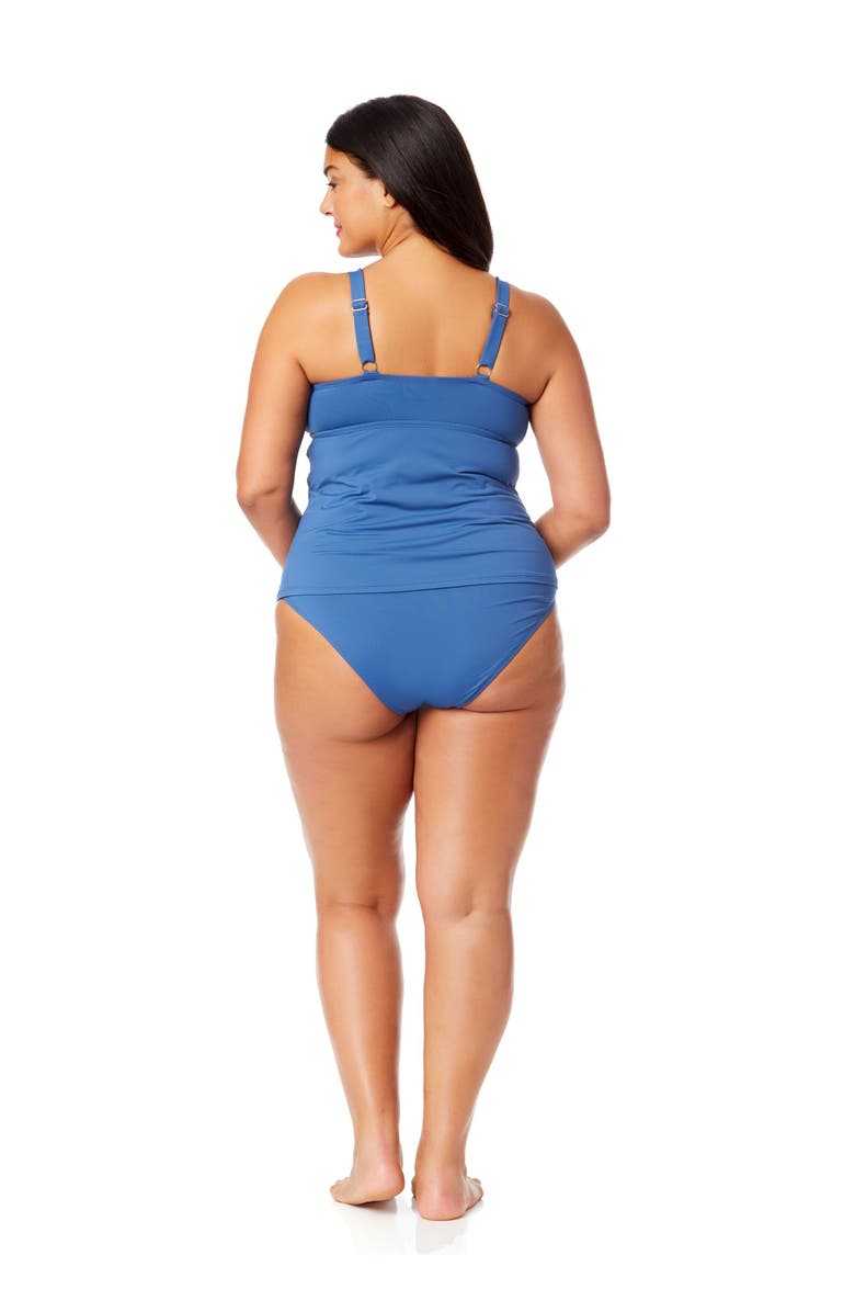 Anne Cole Plus Women's Plus Gradient Floral Twist Front Underwire Tankini Swim Top, Alternate, color, Slate Blue