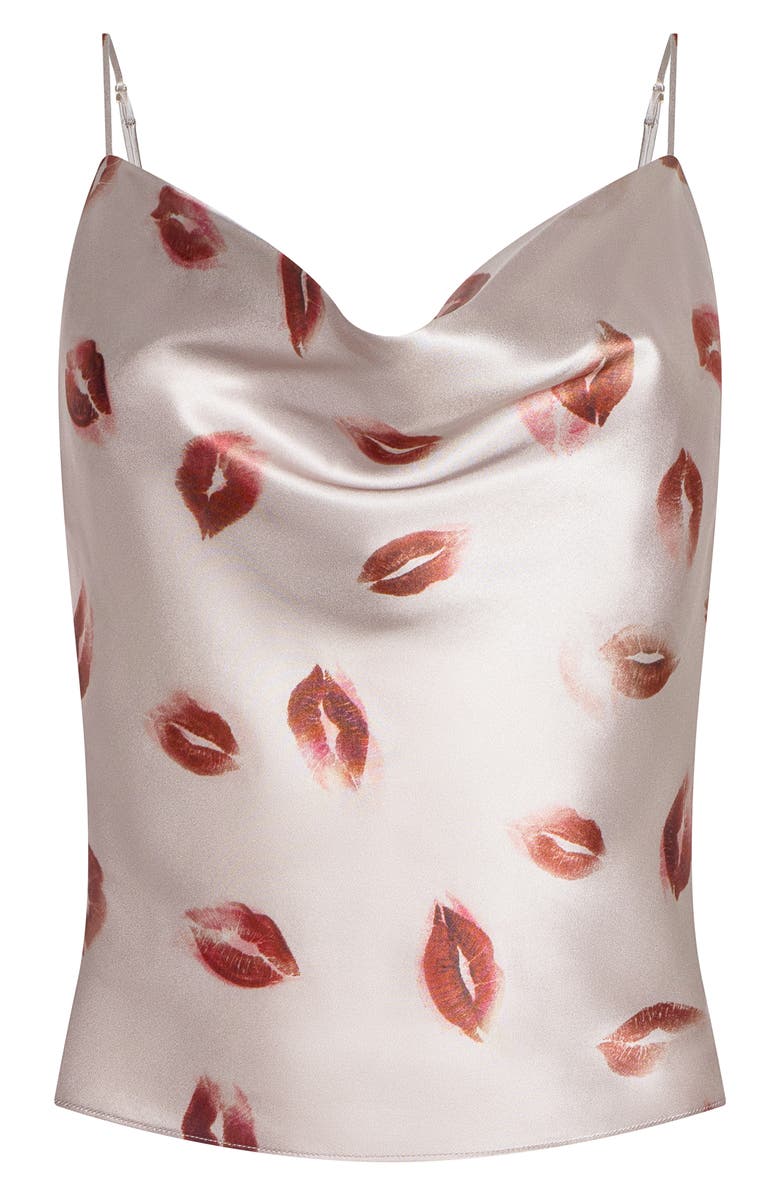 L'AGENCE Calista Cowl Neck Camisole, Alternate, color, Taupe/ Dk Red Fd Kiss