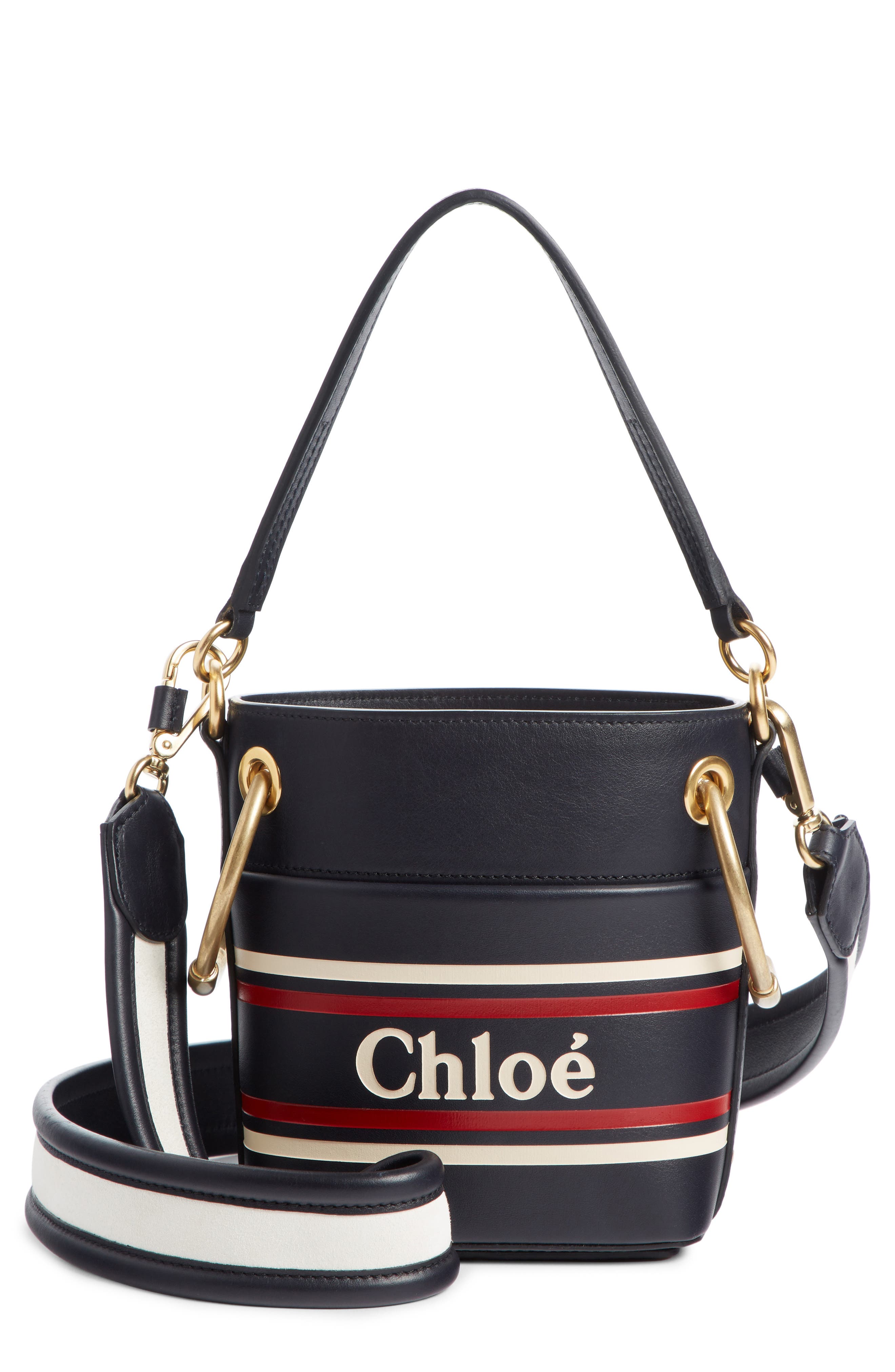 Small Roy Leather Bucket Bag, Main, color, FULL BLUE