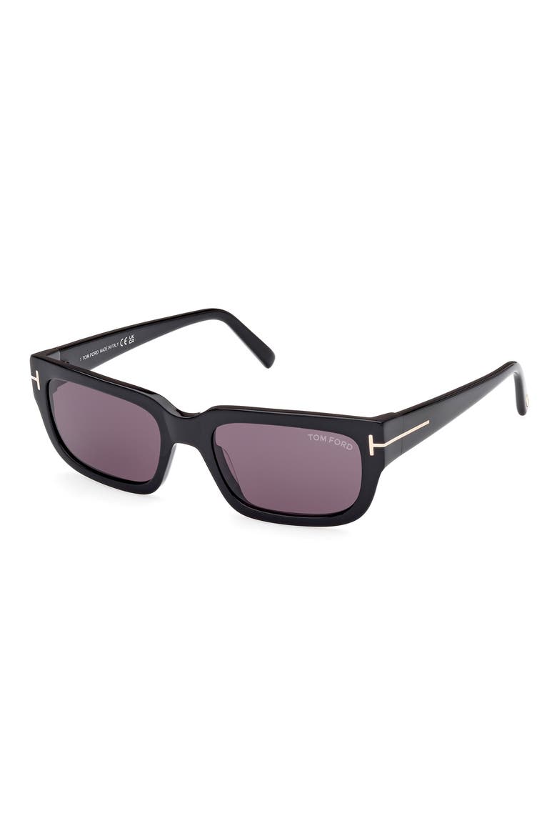 54mm Rectangular Sunglasses, Alternate, color, SHINY BLACK / SMOKE