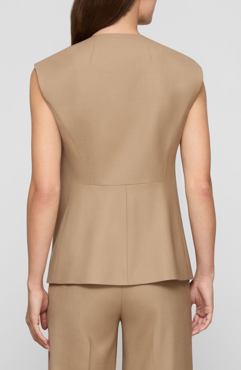 Lafayette 148 New York Tropical Wool Blend Double Breasted Vest, Alternate, color, Brownstone