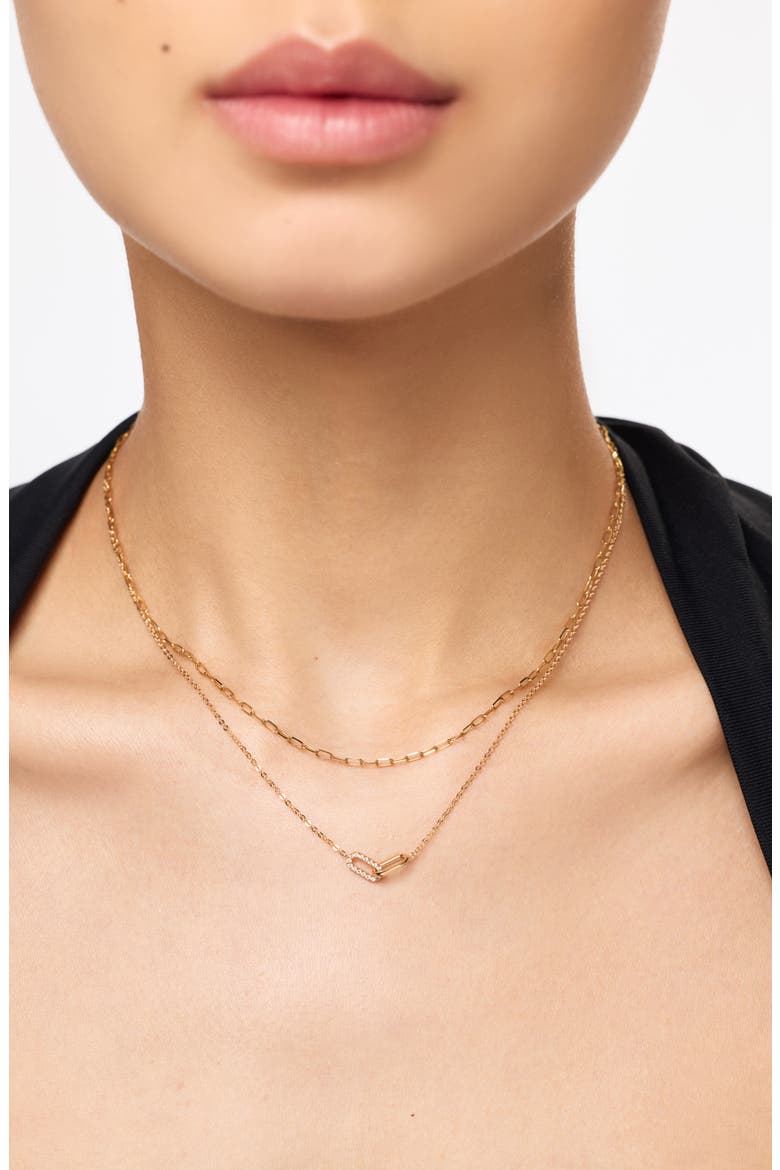 Solid Yellow Gold - Diamond Link Necklace, Alternate, color, Gold
