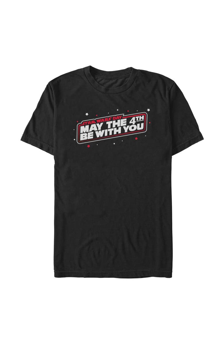 Star Wars Men's Star Wars May The Fourth Red Outline  Graphic T-Shirt, Main, color, Black