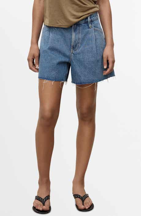 MANGO Frayed Hem Denim Shorts