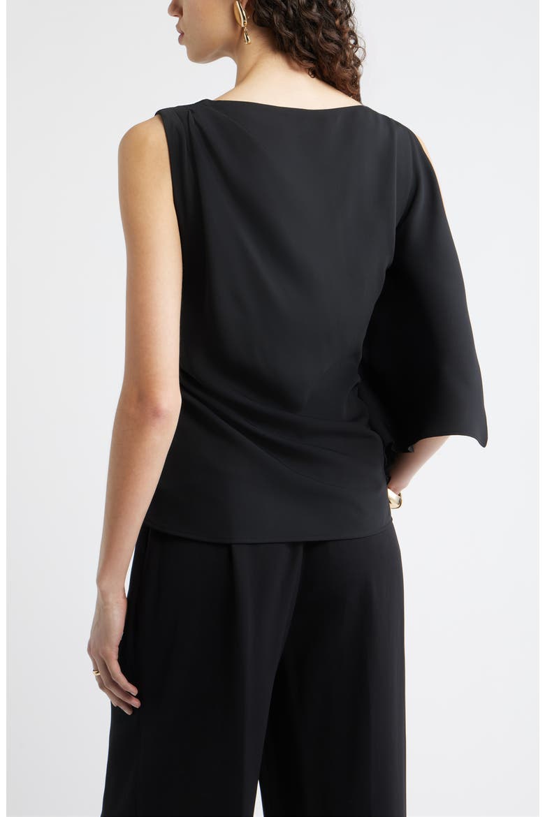 Single Split Sleeve Crepe Top, Alternate, color, BLACK
