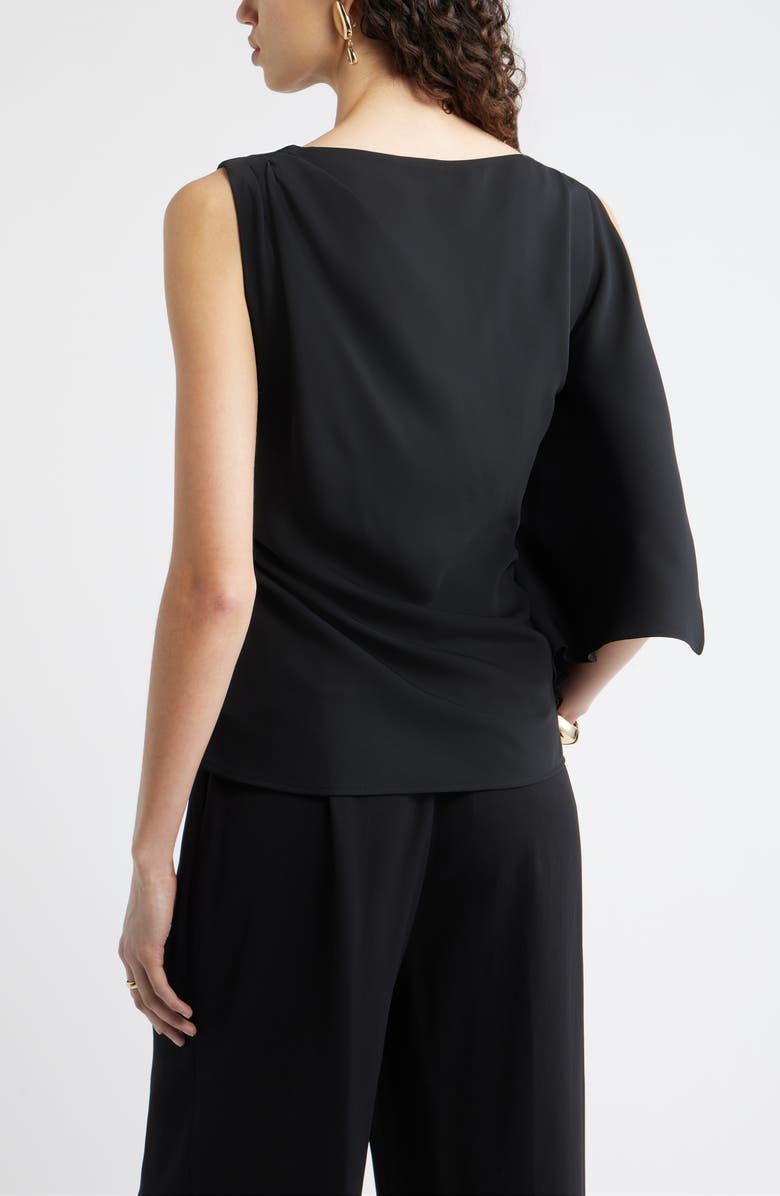 Nordstrom Single Split Sleeve Wool Blend Crepe Top, Alternate, color, Black