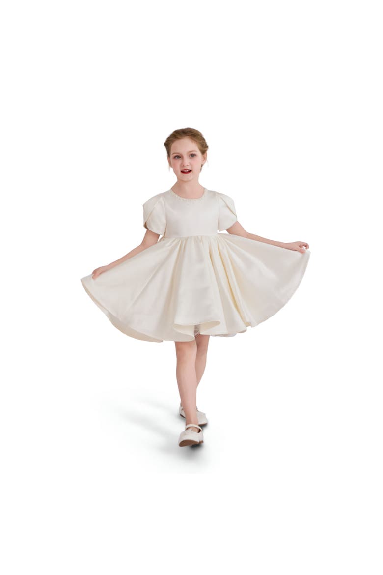 Ivory Pearl-Accented Occasion Dress, Alternate, color, Ivory