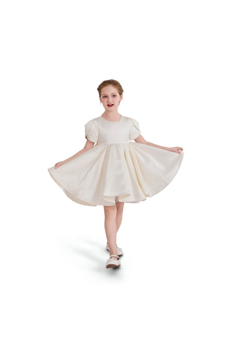 Tulleen Ivory Pearl-Accented Occasion Dress, Alternate, color, Ivory