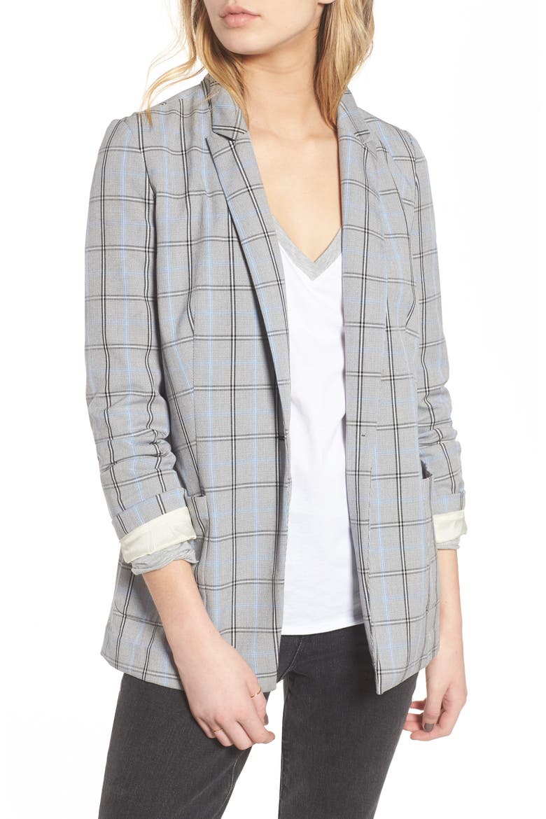 Plaid Blazer, Main, color, GREY CHARCOAL GLEN PLAID