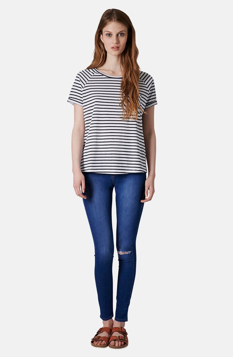 Topshop Stripe Raglan Tee, Alternate, color,