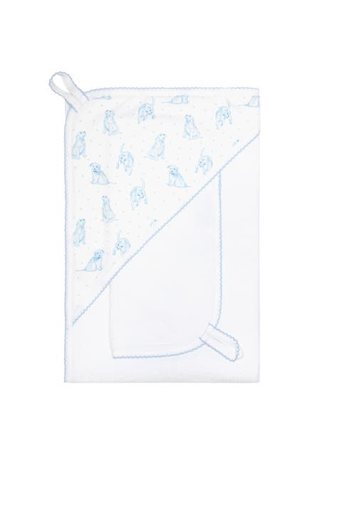 Blue Puppy Love Print Towel - Baby