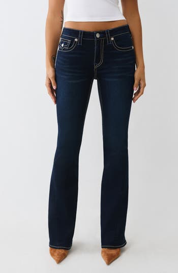 True Religion Joey Big-t Low Rise Flare Jeans In Blue