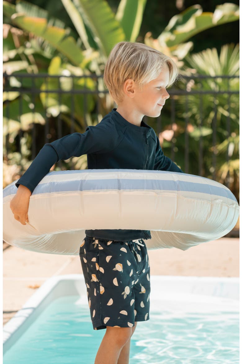 Kids' Lemon Print Swim Trunks, Alternate, color, NAVY