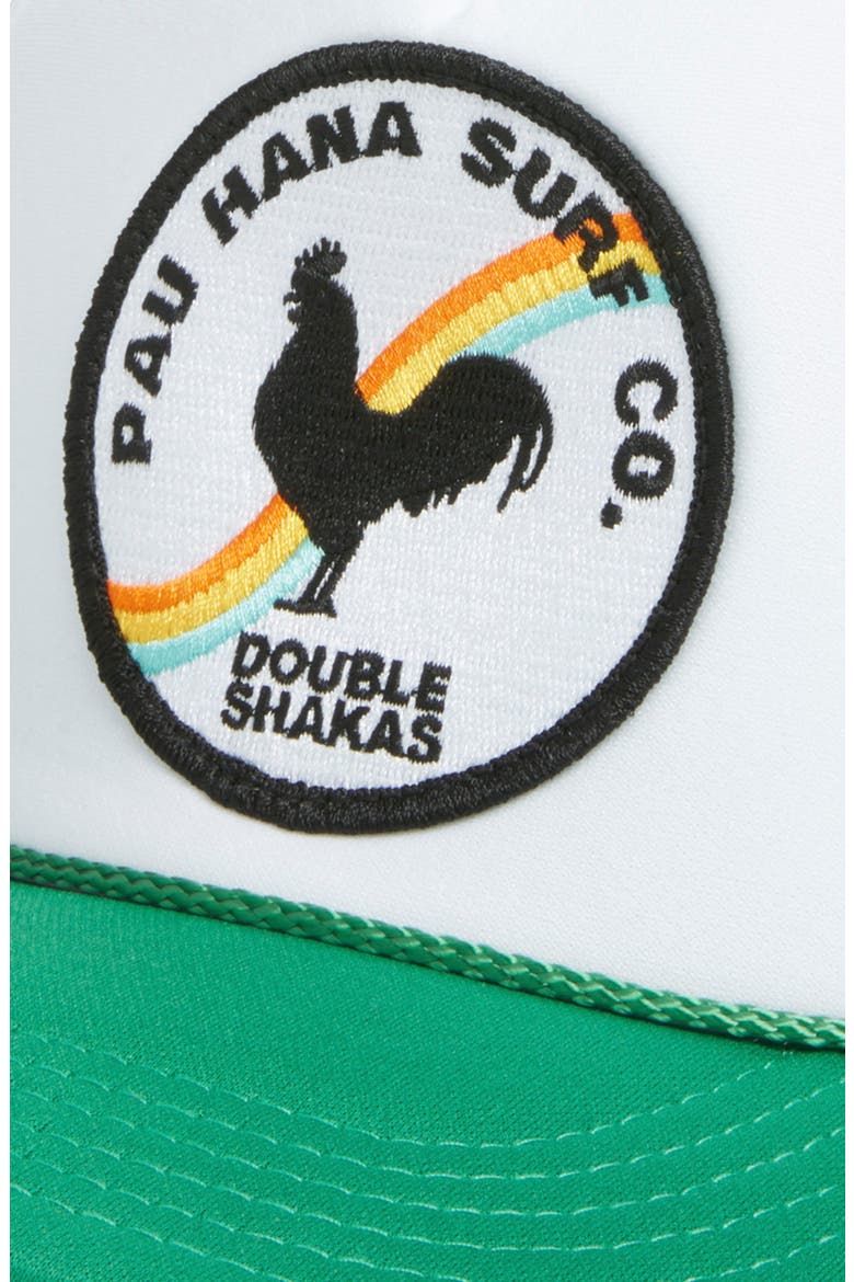 Pau Hana Surf Patch Trucker Hat, Alternate, color, GREEN SPLIT