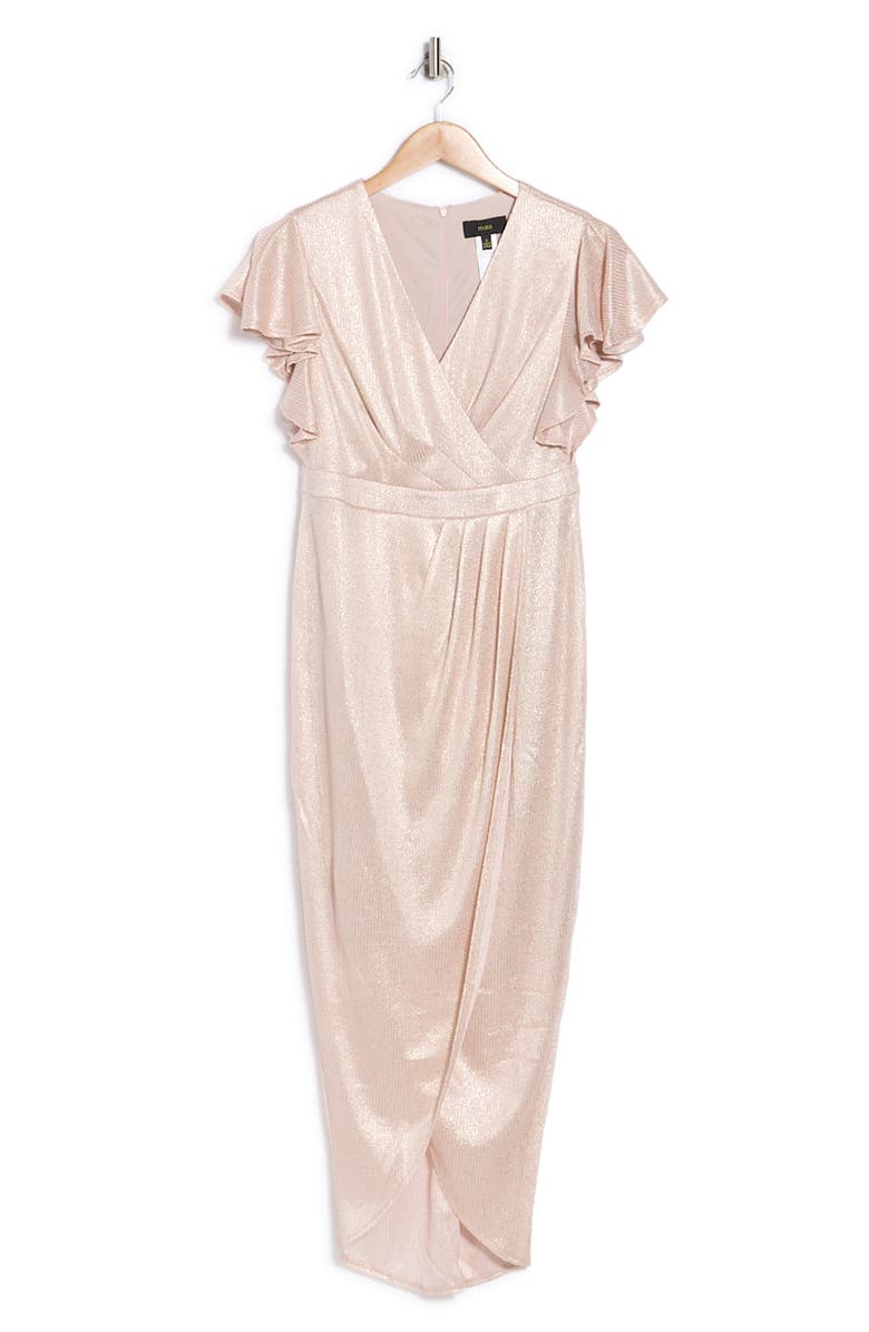 Julia Jordan Ruffle Sleeve Tulip Maxi Dress, Alternate, color, Gold Blush