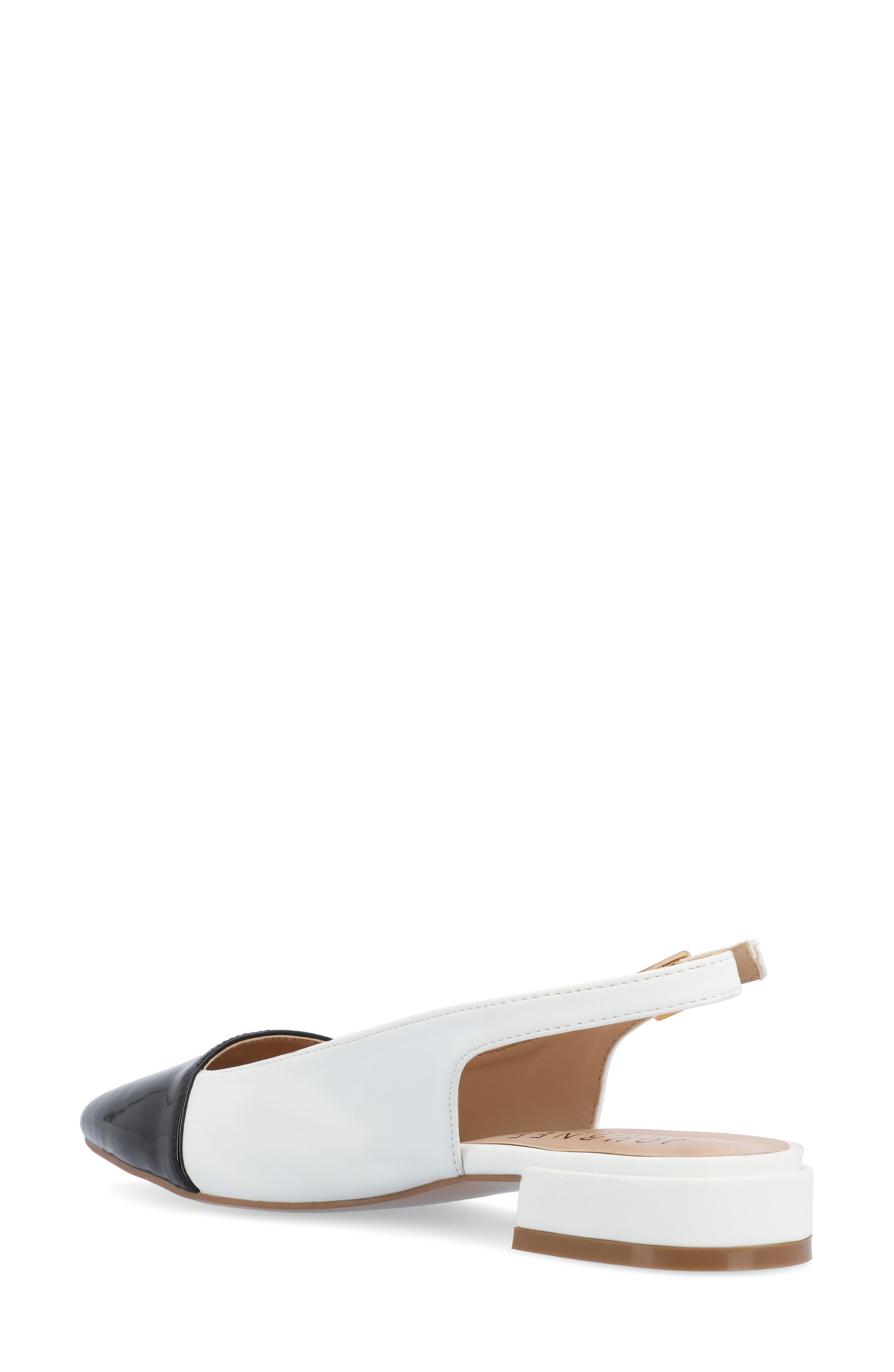 Journee Collection Bertie Slingback Flat, Alternate, color, White