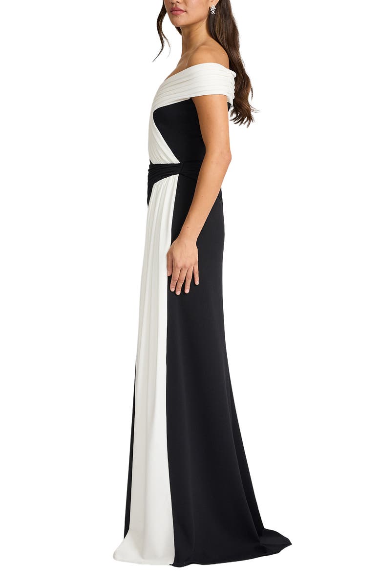 Tadashi Shoji Off the Shoulder Draped Crepe Gown, Alternate, color, 