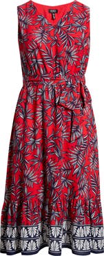 Jones New York Leaf Print Sleeveless Maxi Dress
