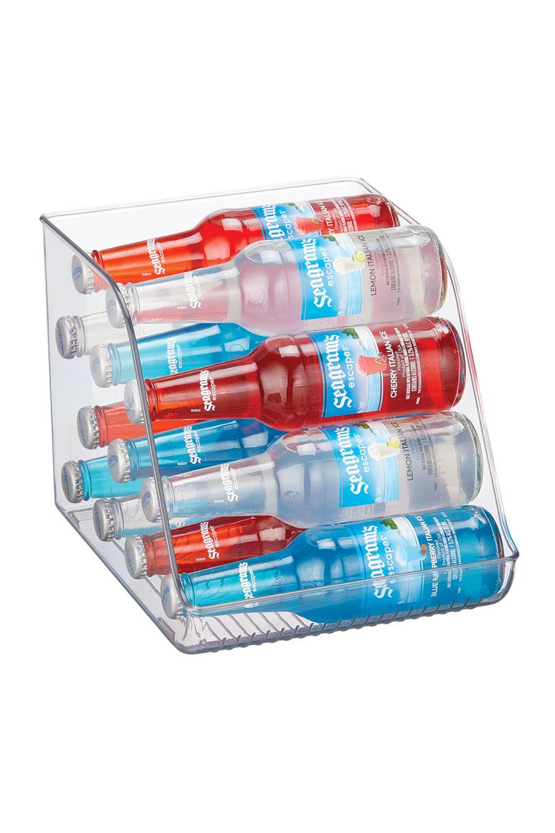 Plastic Water Bottle Organizer for Fridge Clear Bottle Holder for Kitchen and Pantry 4-Pack, Alternate, color, Clear