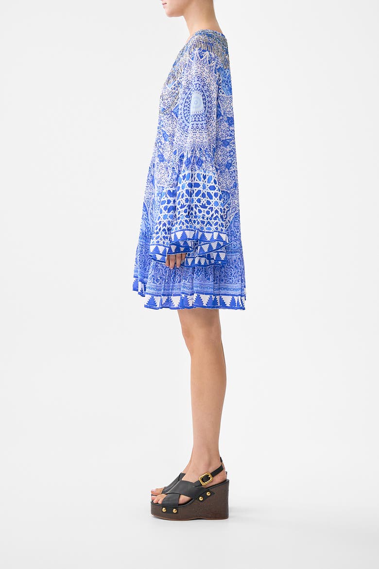A-Line Frill Dress, Alternate, color, The Bosphorous