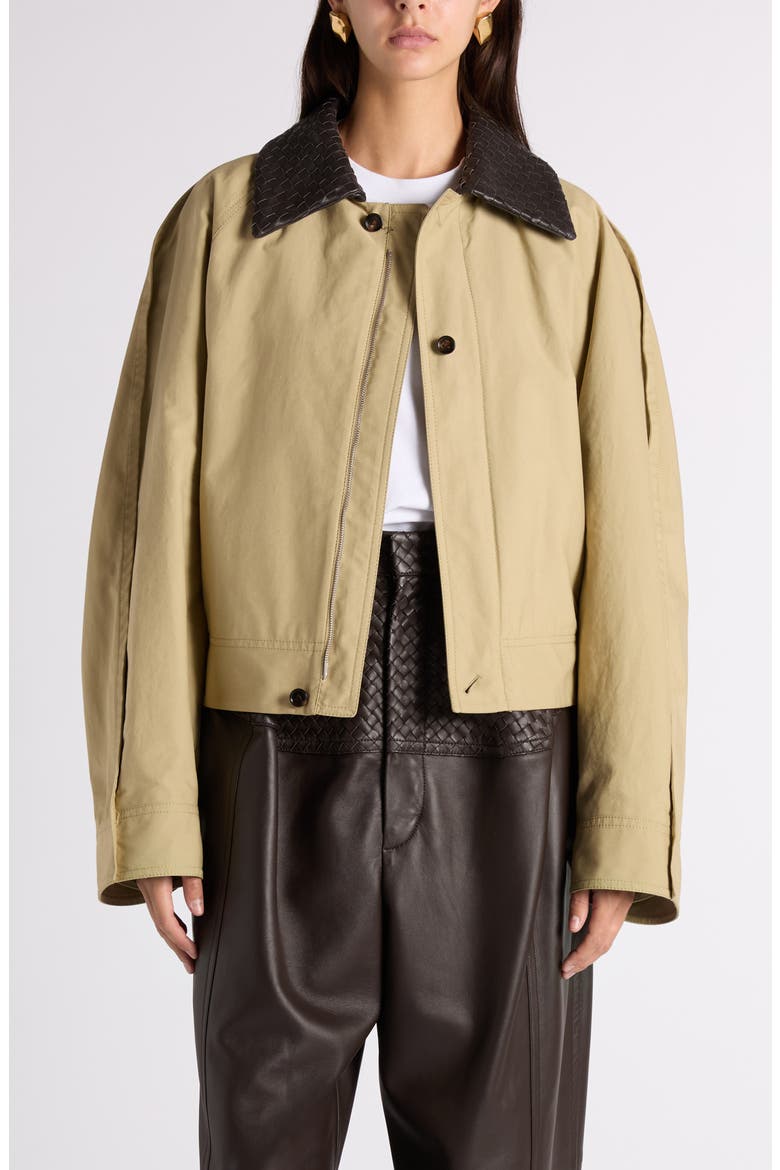 Water Repellent Cotton Jacket with Intrecciato Collar, Main, color, SAHARA