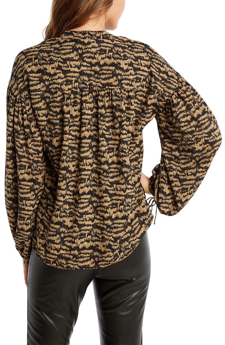 Bardot Animal Print Tie Neck Blouse, Alternate, color, 