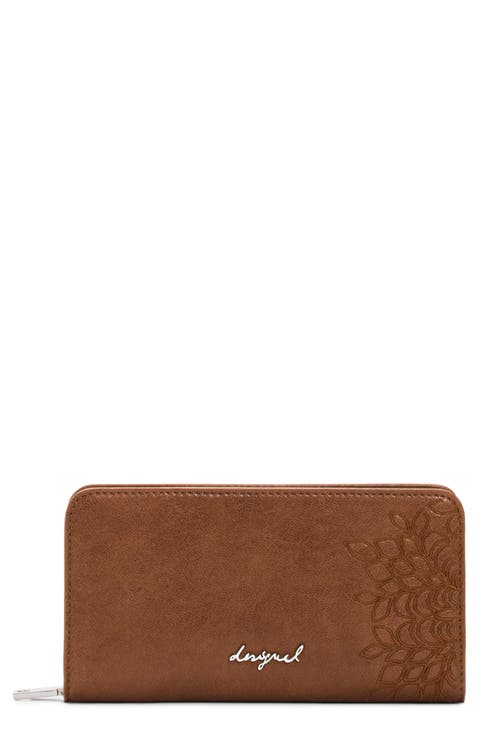 Medium Embroidered Long Faux Leather Wallet