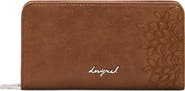 Desigual Medium Embroidered Long Faux Leather Wallet
