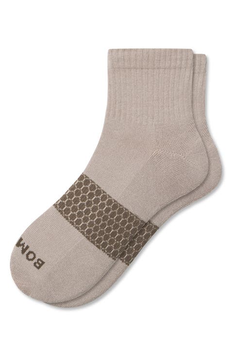 Solid Arch Block Quarter Crew Socks