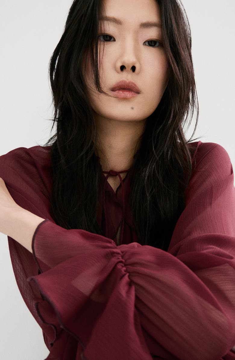 MANGO Ruffle Detail Long Sleeve Dress, Alternate, color,