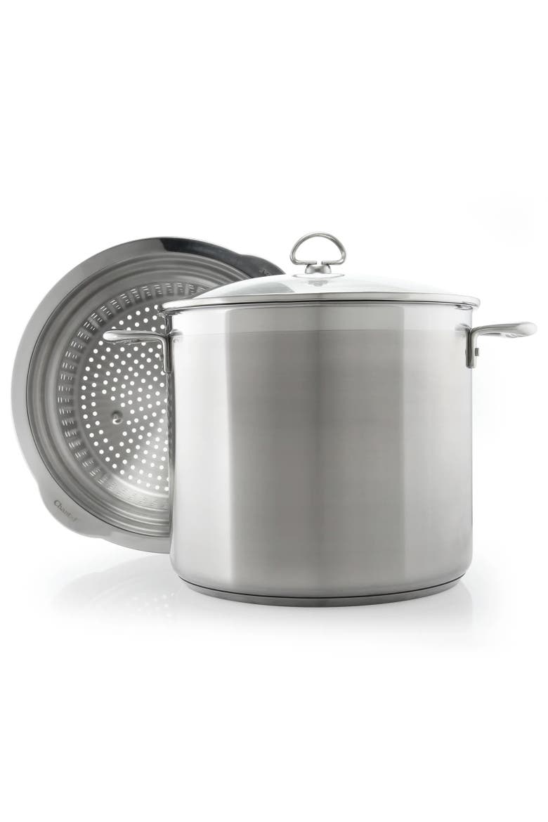 Induction 21 Steel 12 qt. Stock Pot w/ Glass Lid, Alternate, color, Silver